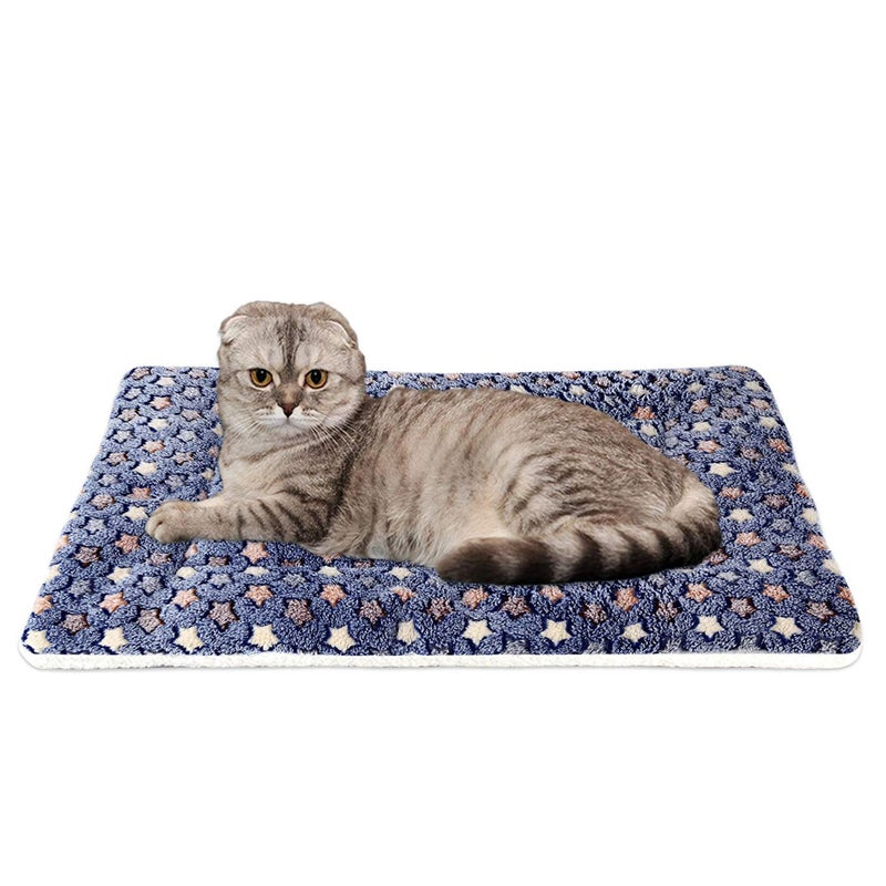 FJWYSANGU Pet Blanket Premium Fluffy Flannel Cushion Soft and Warm Mat for Dogs Cats(Star/Blue,Medium) - Image 1